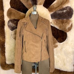 Faux sued fringe western jacket